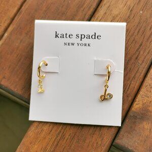 Kate Spade Say Yes I Do Huggie Earrings. Gold Clear